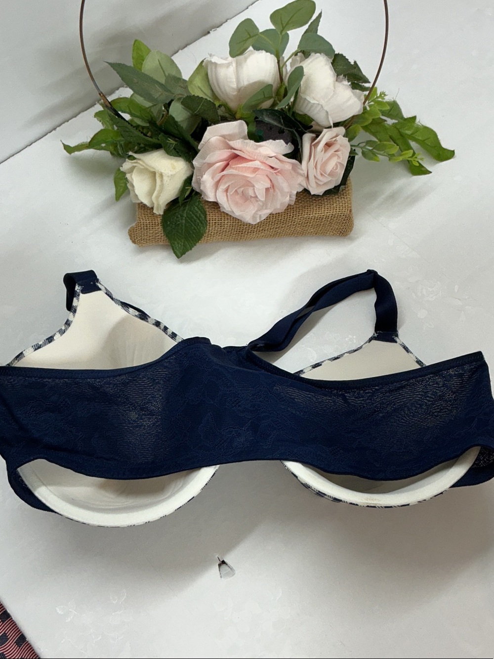 Cacique Navy and White Gingham T-Shirt Bra - Picture 2 of 4